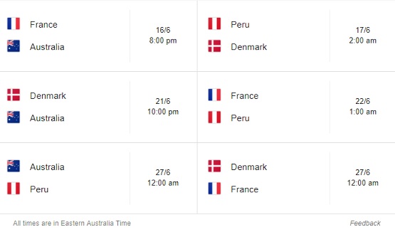 group c schedule