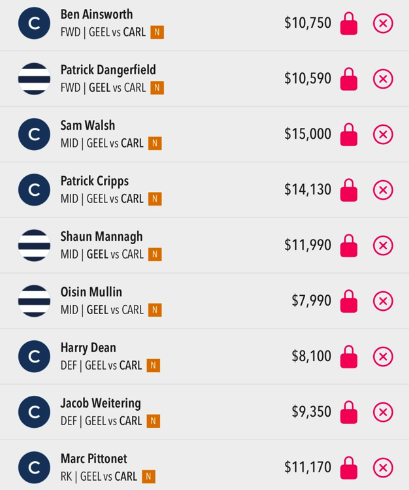 AFL Draftstars Lineup