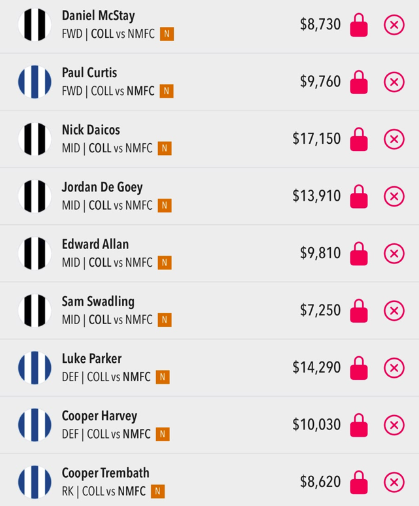AFL Draftstars Lineup