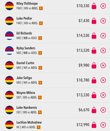 AFL Draftstars Lineup