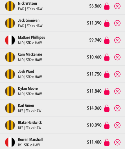 AFL Draftstars Lineup