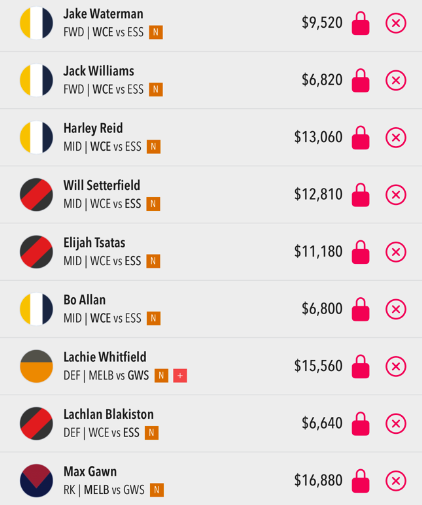AFL Draftstars Lineup