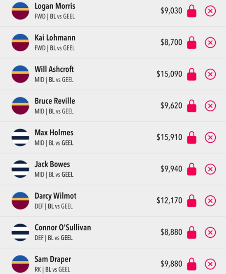 AFL Draftstars Lineup