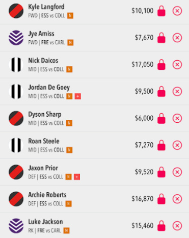 AFL Draftstars Lineup