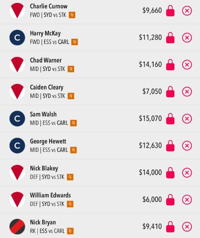 AFL Draftstars Lineup