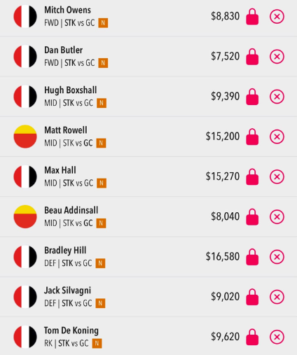 AFL Draftstars ineup