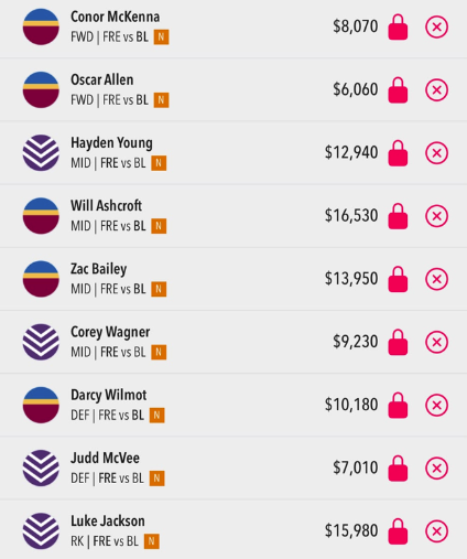 AFL Draftstars Lineup