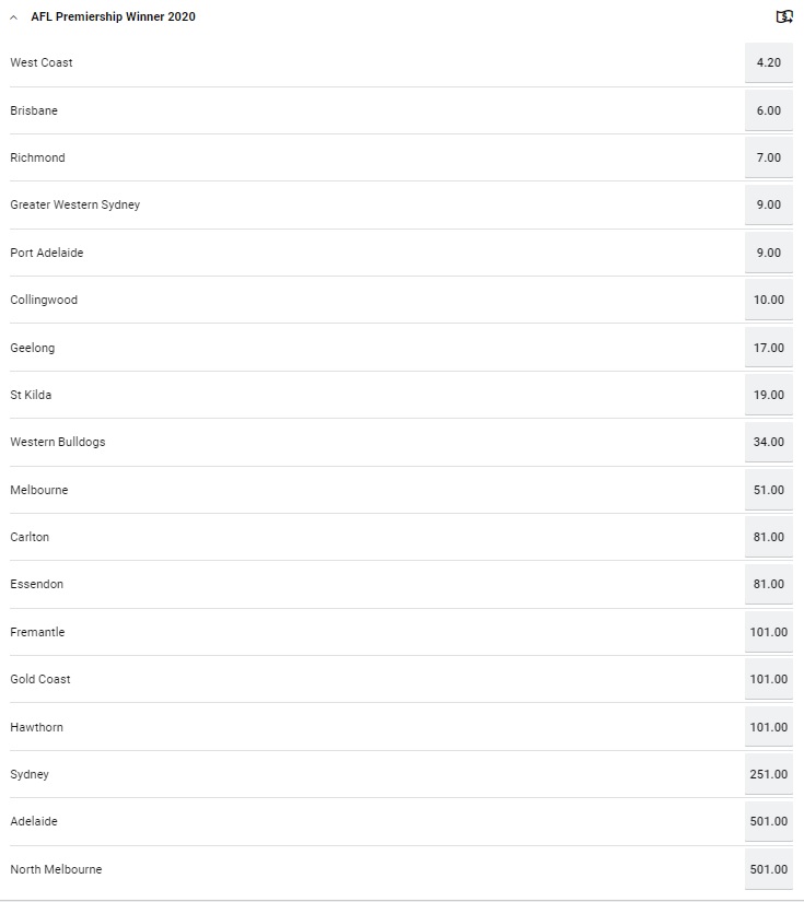 afl prem odds