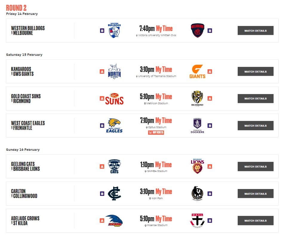 AFLW fixture R2