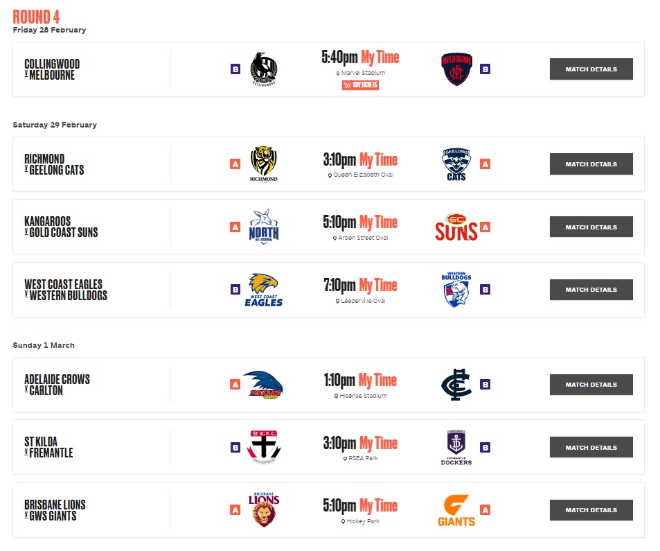 aflw fixture r4