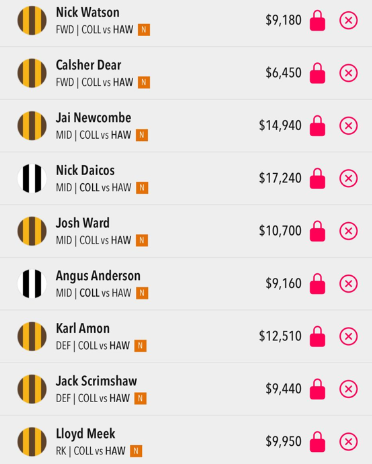 AFL Draftstars Lineup