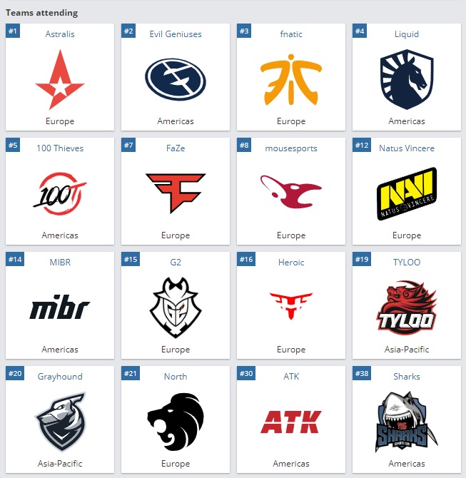 ESL pro league season 10 finals teams