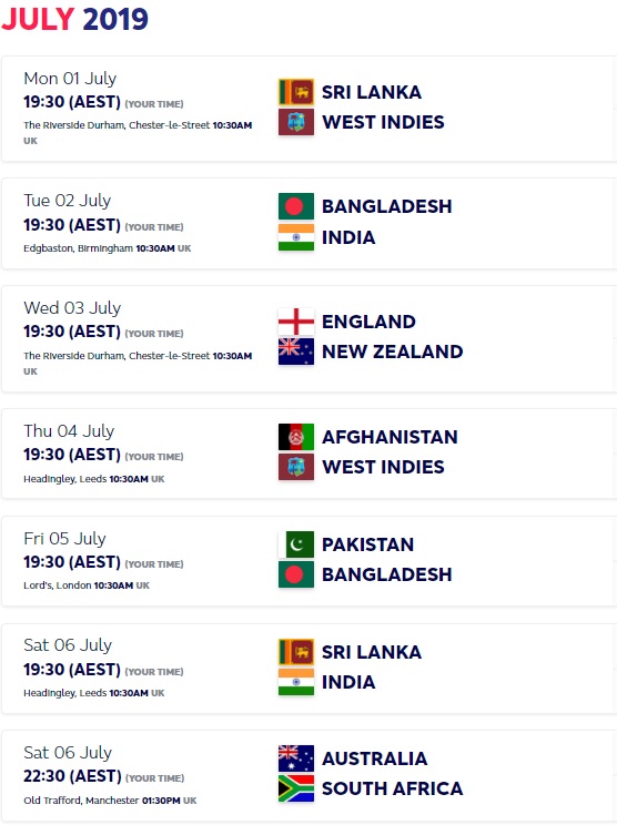 icc cricket world cup 2019 schedule