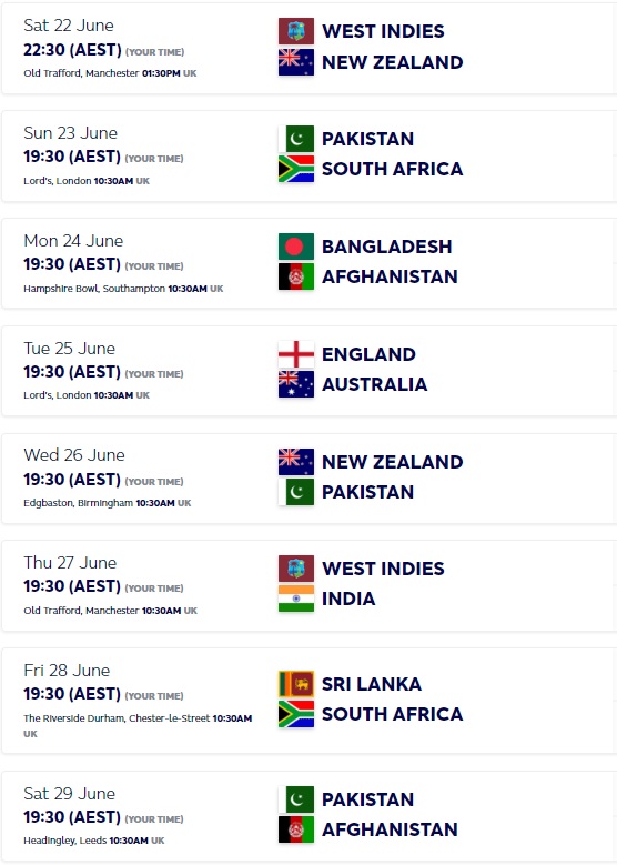 icc cricket world cup 2019 schedule