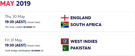 icc cricket world cup 2019 schedule