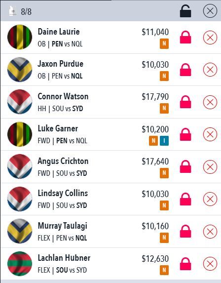NRL Draftstars Team