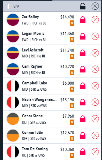 AFL Draftstars Lineup