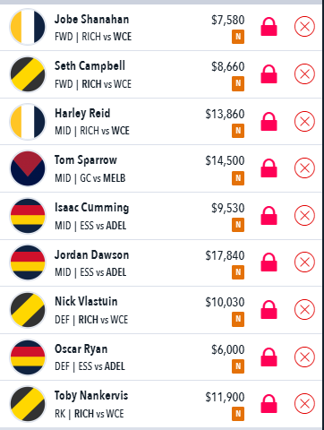 AFL Draftstars Lineup