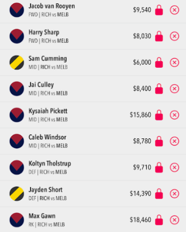 AFL Draftstars Lineup