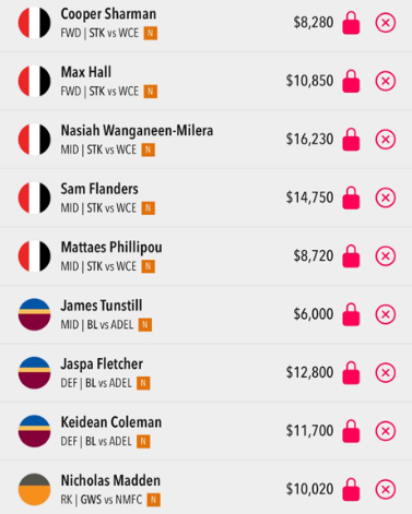 AFL Draftstars Lineup