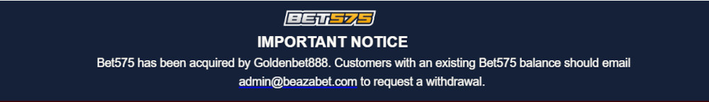 Bet575 website announcement