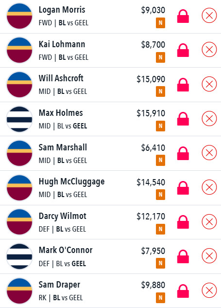 AFL Draftstars Lineup