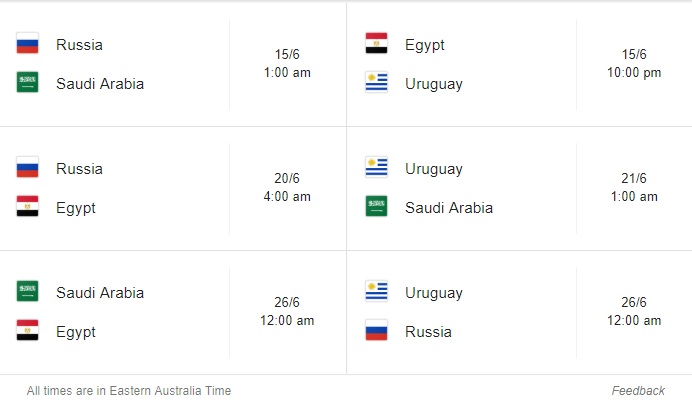 group a schedule