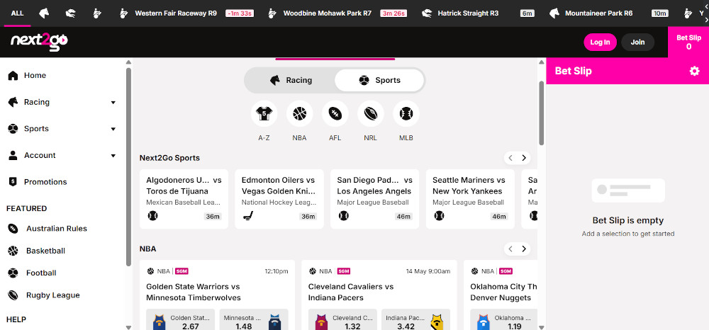 Next2Go website