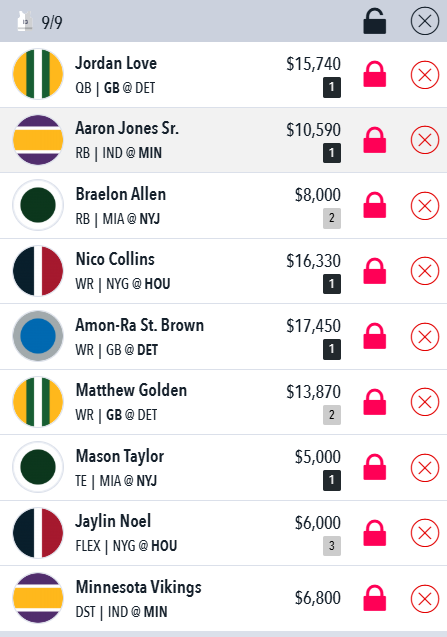 NFL Fantasy Lineup Draftstars