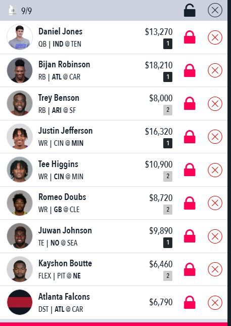 NFL Draftstars Lineup