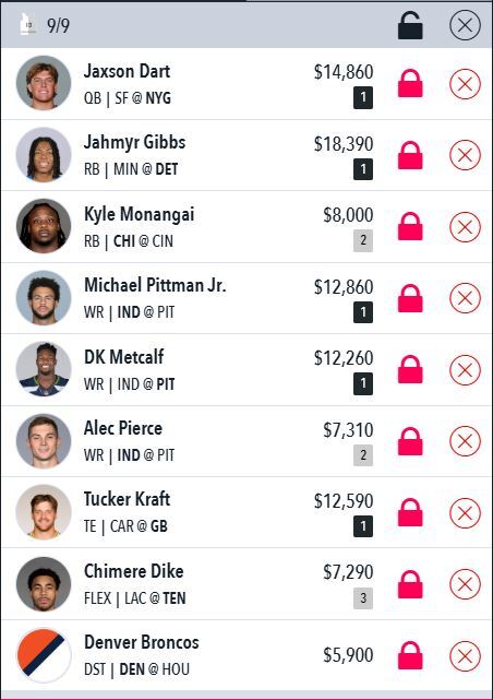 NFL Draftstars Lineup