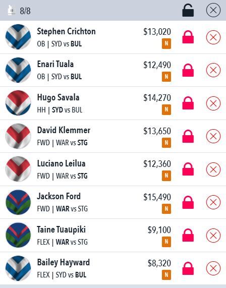 NRL Draftstars Lineup