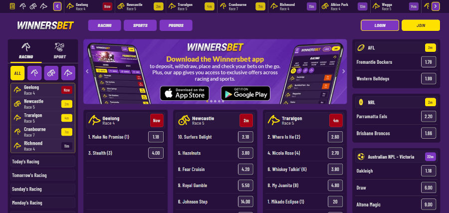 WinnersBet website